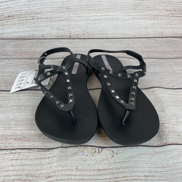Ipanema Class Rockstar Fem Womens Sz 8 Flip Flops Sandals Black Studded - Picture 3 of 9